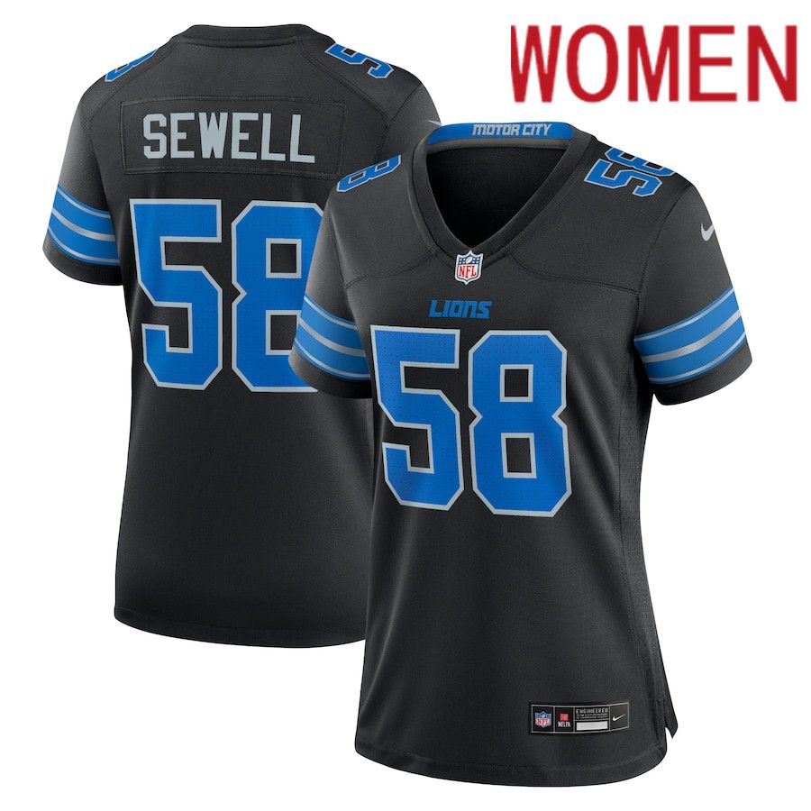 Women Detroit Lions #58 Penei Sewell Nike Black 2nd Alternate Game NFL Jersey